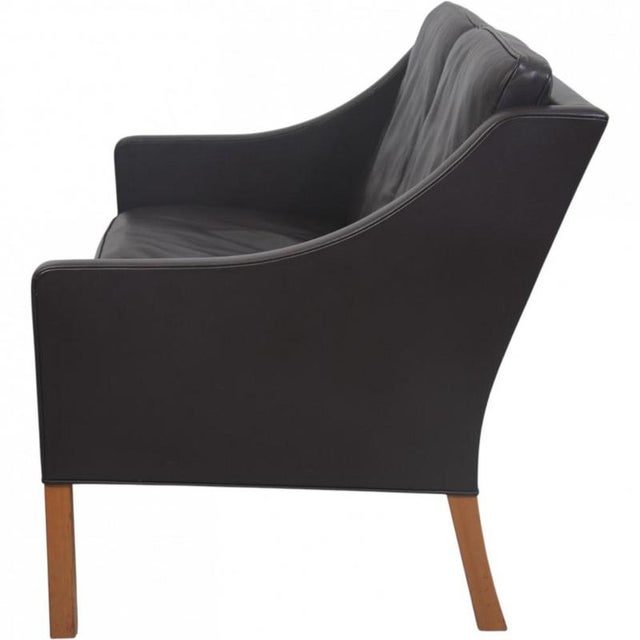 Model 2208 2-Seater Sofa in Black Leather by Børge Mogensen, 1990s For Sale - Image 16 of 18