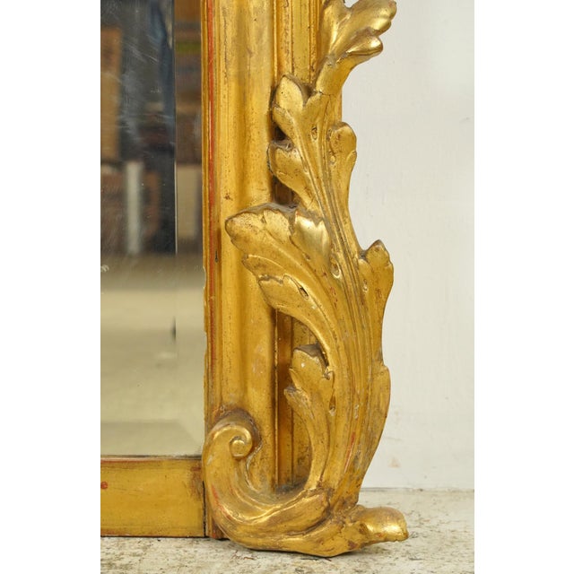 Antique French Louis XV Gilded Wood Overmantel Mirror For Sale - Image 12 of 13