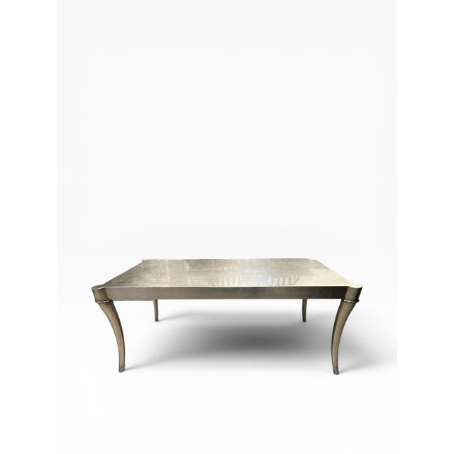 Traditional Ferguson Copeland Silver Leaf Coffee Table With Curved Sabre Legs For Sale - Image 3 of 15