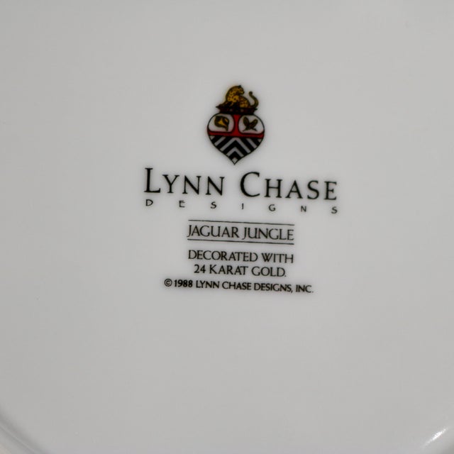 1980s Lynn Chase Designs Jaguar Jungle 8.25 Salad Dessert Plate 24k Rim - Set of 5 For Sale - Image 4 of 10