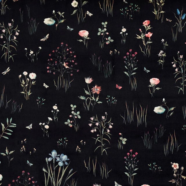 Sample - Schumacher Primavera Velvet Fabric, Black For Sale