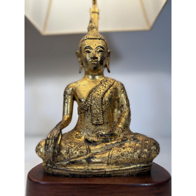 Gold Southeast Asian Gilded Cast Iron Buddha Lamps, 20th Century, Set of 2 For Sale - Image 8 of 18