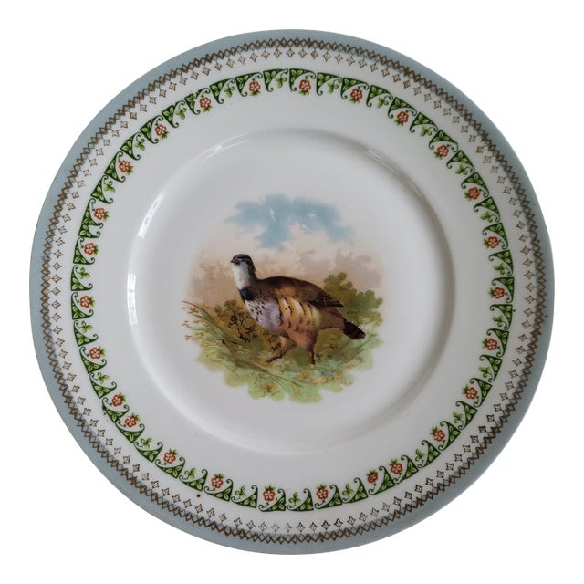 1940s Austria Hub Porcelain Plate With Pheasant For Sale