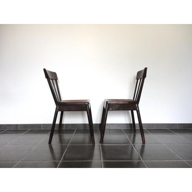 Set of French Metal & Oak Chairs, 1929 For Sale - Image 3 of 10