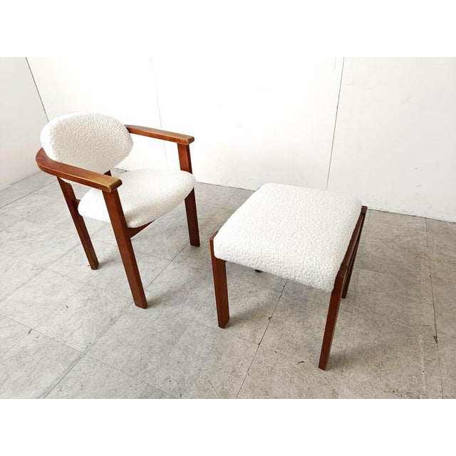 Brown Set of Vintage Armchair and Ottoman, 1960s For Sale - Image 8 of 11