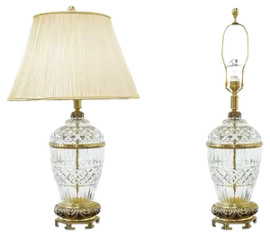 Vintage Bronze and Cut Glass Table Lamps, 1980s, Set of 2