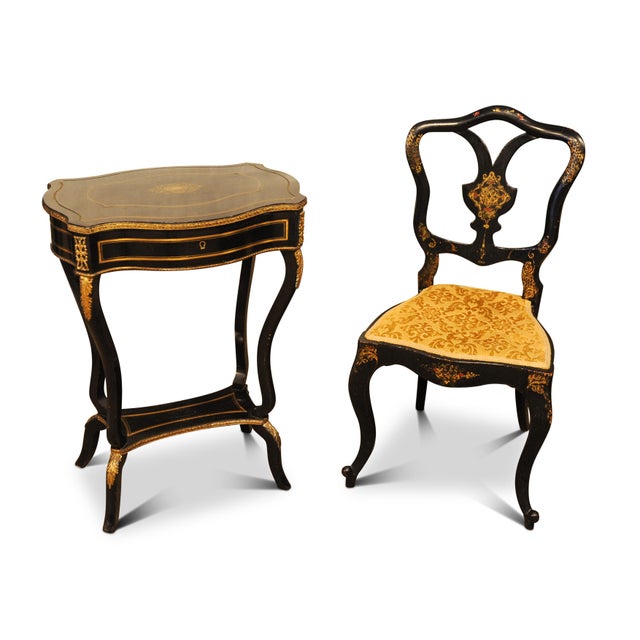 19th Century Antique French Ebonised Poudreuse with Mounted Decorative Gilt, 1800s For Sale - Image 5 of 9
