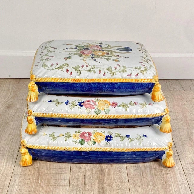 Faïence Footstool, France Circa 1910 For Sale - Image 9 of 9
