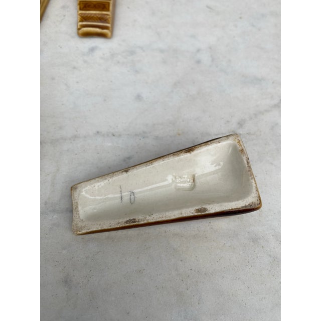 Goldenrod Majolica Knife Rests Choisy Le Roi Circa 1890-A Set of 6 For Sale - Image 8 of 8