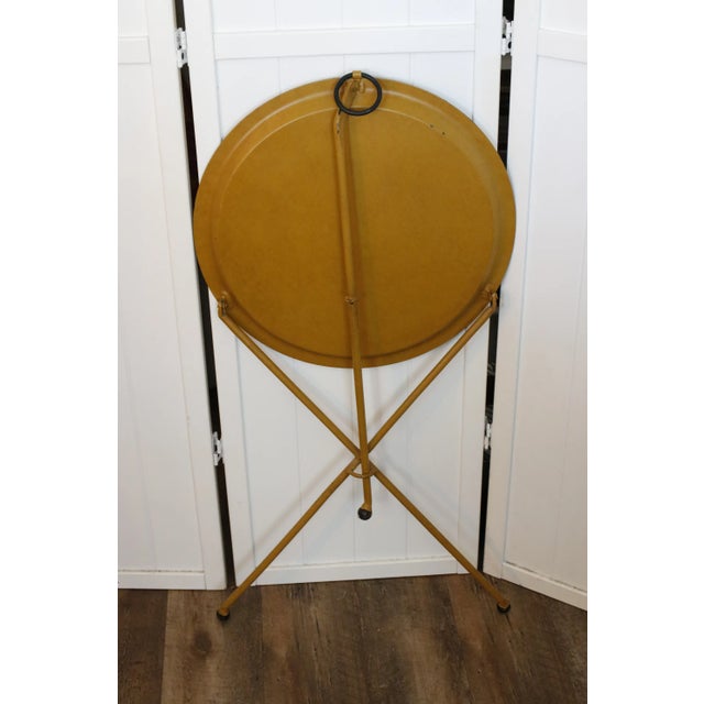 Mid-Century Italian Tole Tray Table in Yellow With Pastoral Figural Scene For Sale - Image 6 of 14