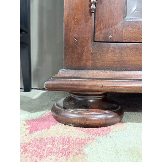 Late 20th Century Rustic Mahogany Glass Display Cabinet With Cremone Hardware For Sale - Image 9 of 10