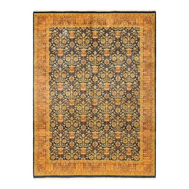 Blue Mogul, One-of-a-Kind Hand-Knotted Area Rug in Blue, 6' 2" x 8' 7" For Sale - Image 8 of 8