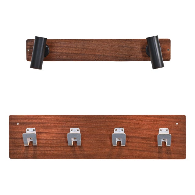 Pierre Guariche: Coat Rack and Lights for La Plagne Ski Resort, 1968 by Pierre Guariche, 1960s, Set of 2 For Sale