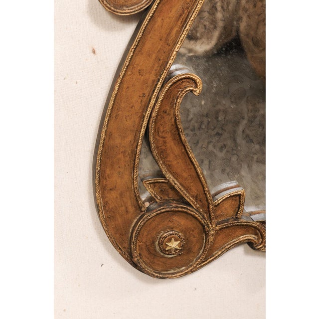 Mid 20th Century Mid 20th Century Italian Lyre-Shaped Mirror W/Star Accents For Sale - Image 5 of 12