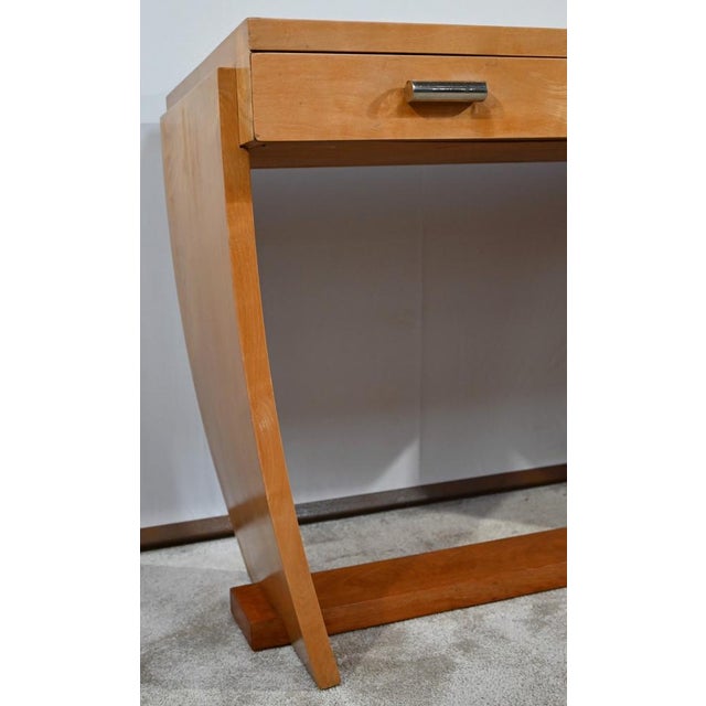 Art Deco Console or Small Desk in Sycamore, 1940s For Sale - Image 6 of 18