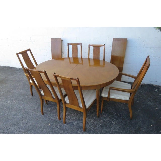 Mid Century Modern Set of Dining Table Six Chairs and Two Leaves For Sale - Image 13 of 13