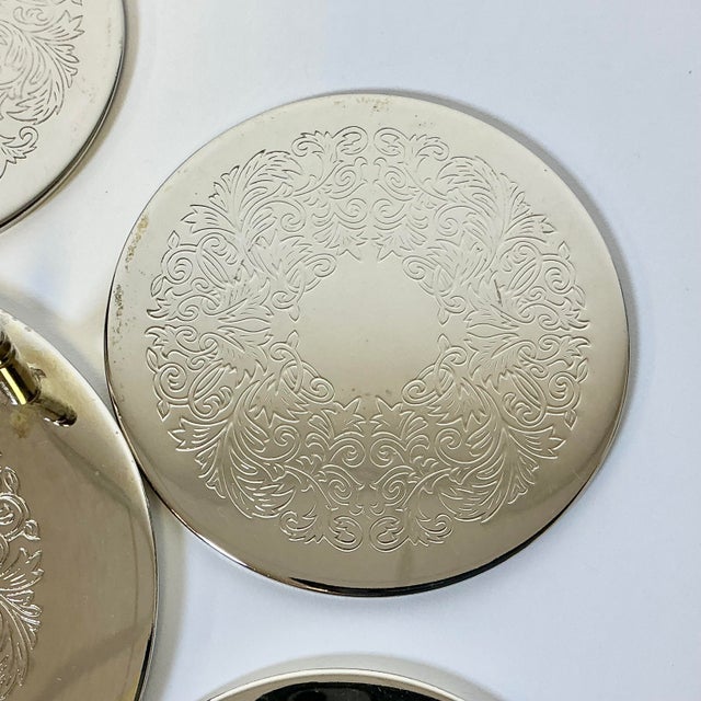 Mid 20th Century Hollywood Regency Chippendale Silver Plate Coasters and Caddy - Set of 7 For Sale - Image 11 of 15