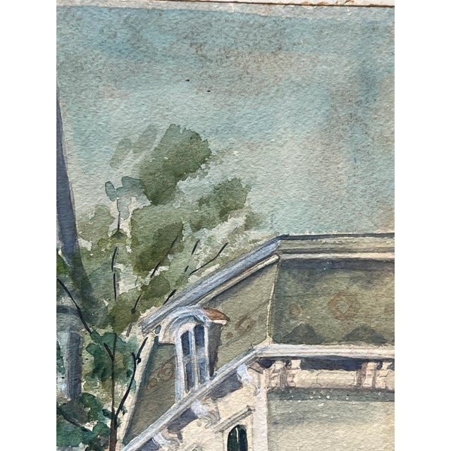 Wood Vintage Nina Kickbusch Gibbons Framed Architectural Watercolor For Sale - Image 7 of 12