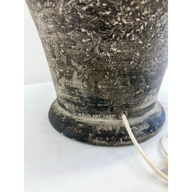 Charcoal 1987 Bon Art Textured Ceramic Urn Table Lamp For Sale - Image 8 of 9