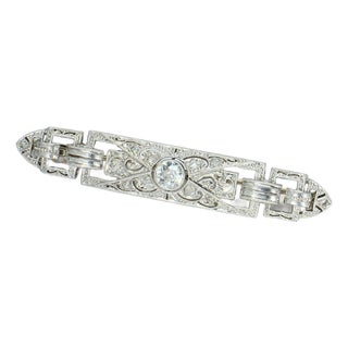 Antique Edwardian Style Platinum Brooch With Old European Cut Diamond For Sale