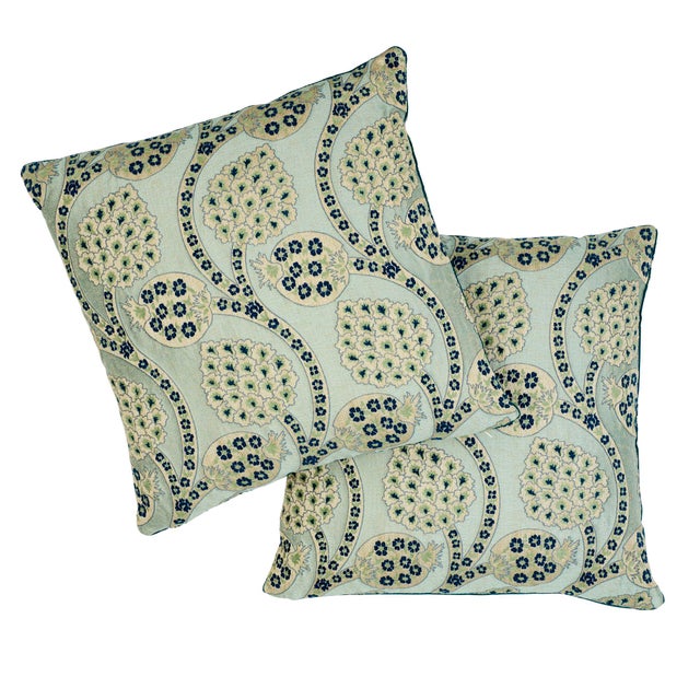 This 20" x 20" pillow features Persephone in Celestial with Gustave Silk Lip Cord Narrow in Peacock. This distinctive...