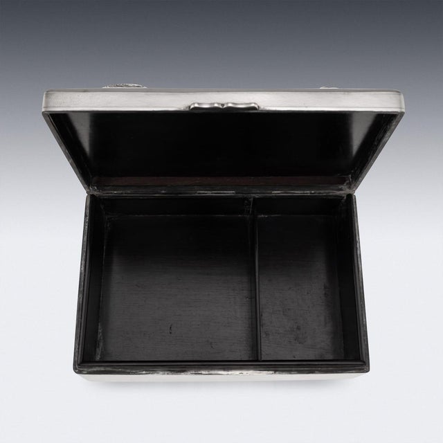Antique Japanese Meiji Silver Dragon Cigar Humidor Box, 1900 For Sale - Image 10 of 18