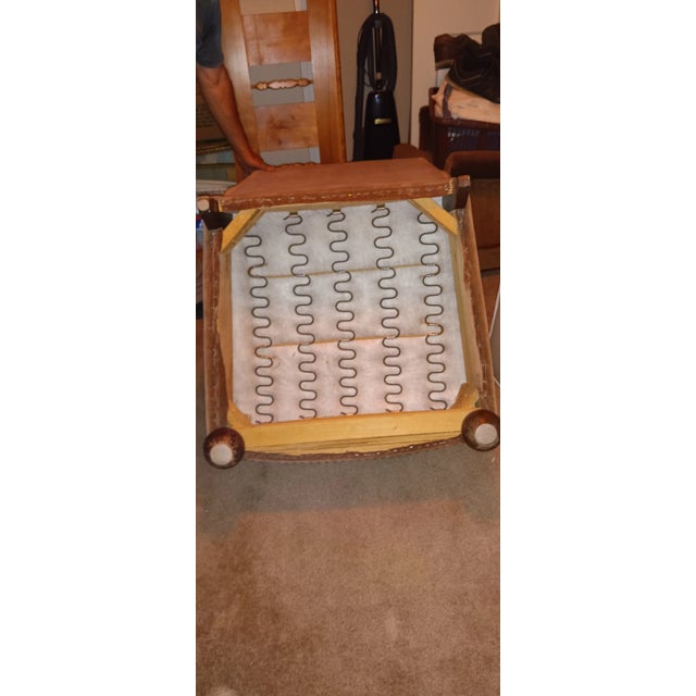 Mid-Century Modern 1960s Tan Velvet Vintage Thick Cushioned Arm Chair For Sale - Image 3 of 5