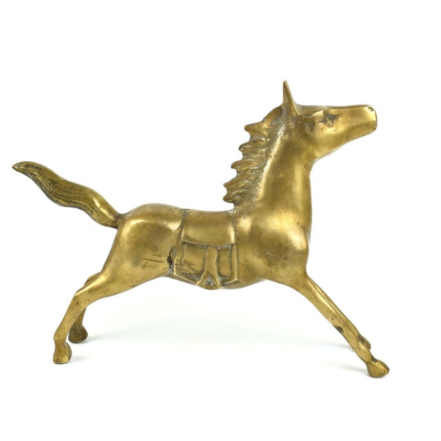 Mid-Century Modern Mid-Century Solid Gold Brass Horse Figurine For Sale - Image 3 of 7