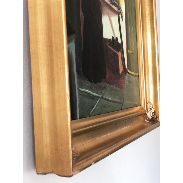 Mid 20th Century Vintage Original Cottage Oil Painting: Framed Interior Flower Art - Unsigned Artist For Sale - Image 5 of 14