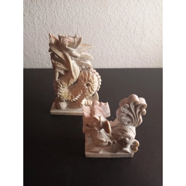 1980s Hand Carved Stone Dragon Figurines - Set of 2 For Sale - Image 4 of 6