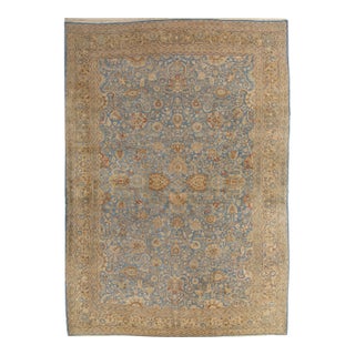 Antique Persian Mashad Carpet, Handmade Oriental Rug, Soft, Taupe, Lt Blue Beige For Sale