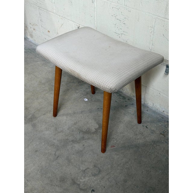 Vintage Danish Mid Century Modern Teak Vanity Stool Ottoman For Sale - Image 9 of 9