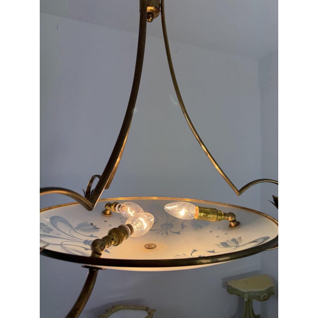 Murano Glass and Brass Chandelier in the style of P. Chiesa for Fontana Arte, 1960s For Sale - Image 15 of 18