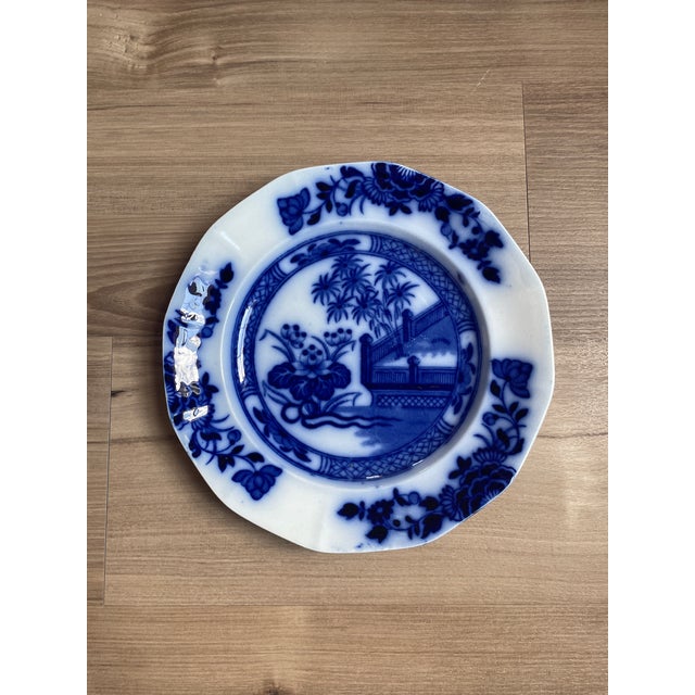 American Pair of Antique Samuel Alcock Flow Blue Chinoiserie Plates For Sale - Image 3 of 6