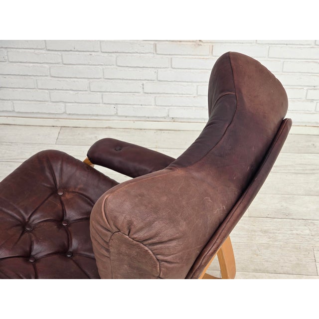 Scandinavian Adjustable Armchair in Furniture Leather and Bentwood, 1970s For Sale - Image 4 of 18
