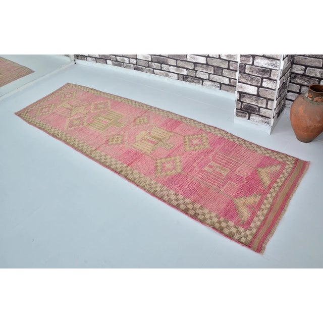 Turkish Soft Pink Vintage Runner Rug For Sale - Image 3 of 10