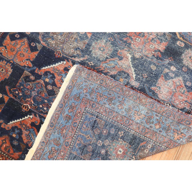 Persian Antique Zabihi Collection Tribal Persian Worn Small Square Rug - 4'6" x 5'7" For Sale - Image 3 of 4