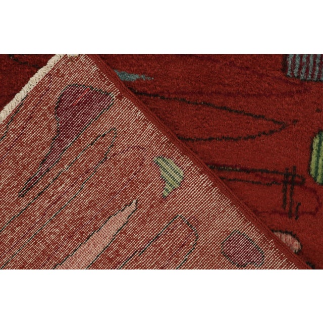 1960s Vintage Art Deco Runner in Red, Pink and Green Geometric Patterns For Sale In New York - Image 6 of 7