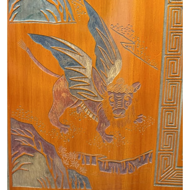 Chinese Lacquered Eight-Panel Folding Screen For Sale - Image 10 of 11