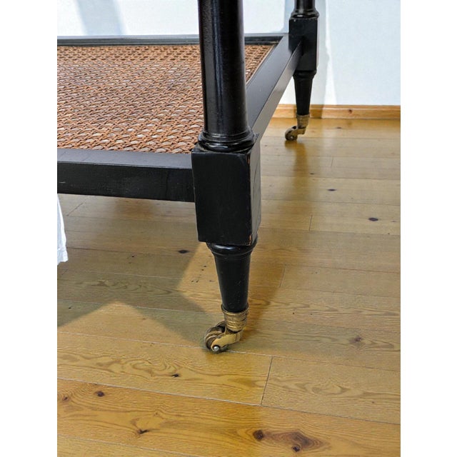 Vintage British Colonial Style Two-Tier Caned Coffee Table For Sale - Image 12 of 13