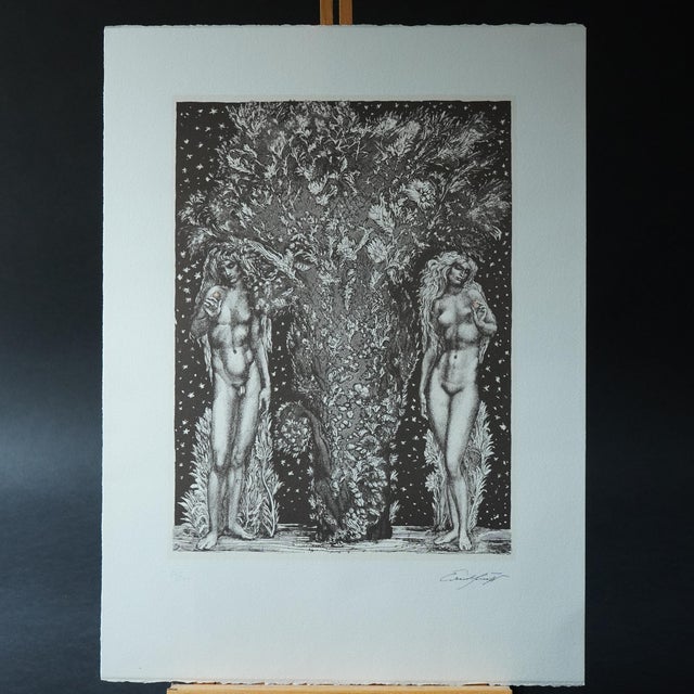 Modern Ernst Fuchs, Adam and Eve, Lithograph, 1970s For Sale - Image 3 of 8