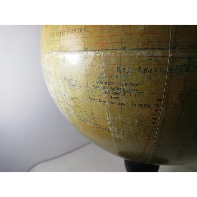 Wood Vintage Globe with Wooden Base from Domborzati, Hungary, 1950s For Sale - Image 7 of 8