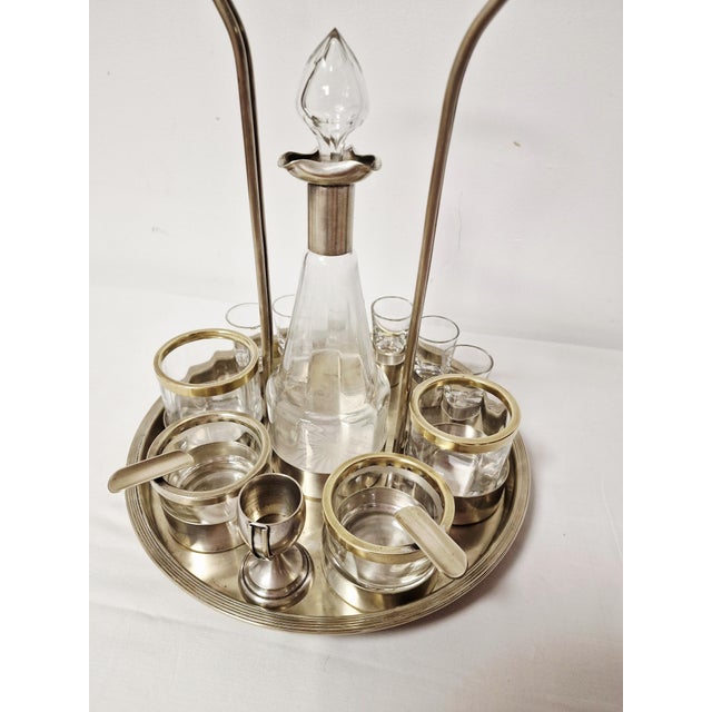 Art Deco Glass Liquor Set with Wicker Handle, 1920s, Set of 13 For Sale - Image 13 of 15