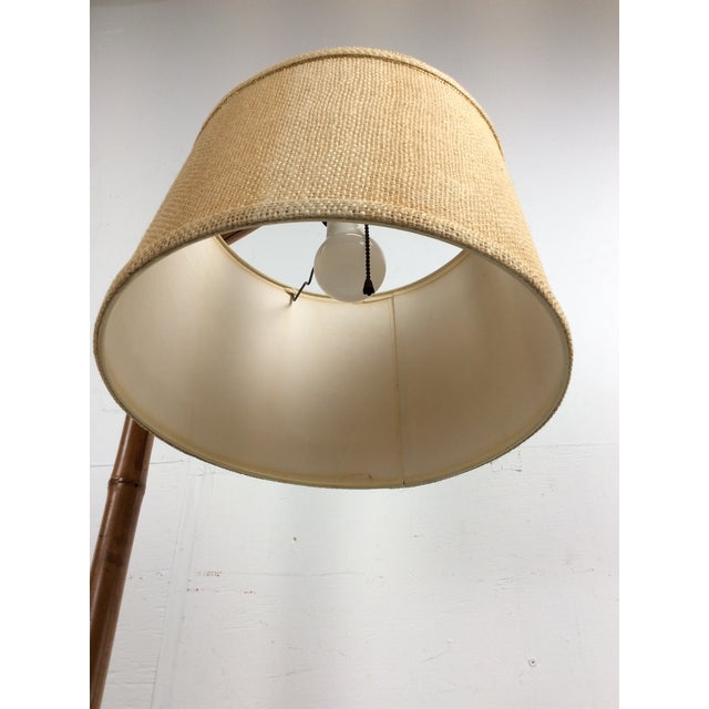 Wood Vintage Rattan Floor Lamp With Shade For Sale - Image 7 of 18