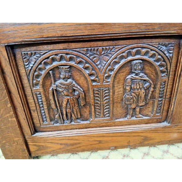 2000 - 2009 Antique 19th Century Victorian Carved Oak Settle For Sale - Image 5 of 11