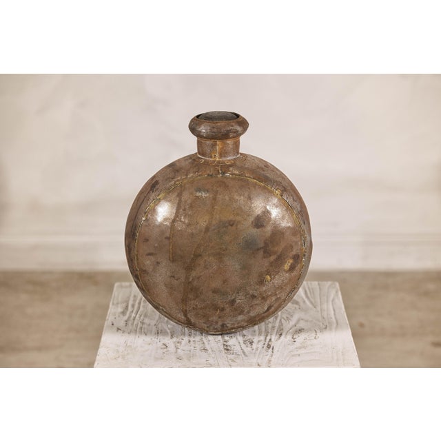 Metal Antique Indian Metal Surahi Decorative Water Vessel, Early 20th Century For Sale - Image 7 of 12