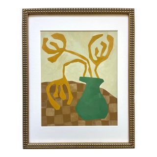 2026 "Prestazione" Abstract Still Life Painting on Cotton Paper by Artist r.k. Red For Sale