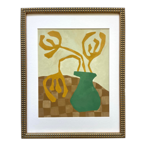 2026 "Prestazione" Abstract Still Life Painting on Cotton Paper by Artist r.k. Red