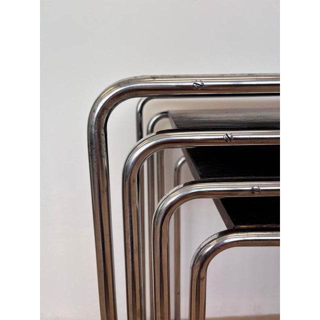 1930s Bauhaus Chrome B9 Nesting Tables attributed to Jindrich Halabala, 1930, Set of 4 For Sale - Image 5 of 12
