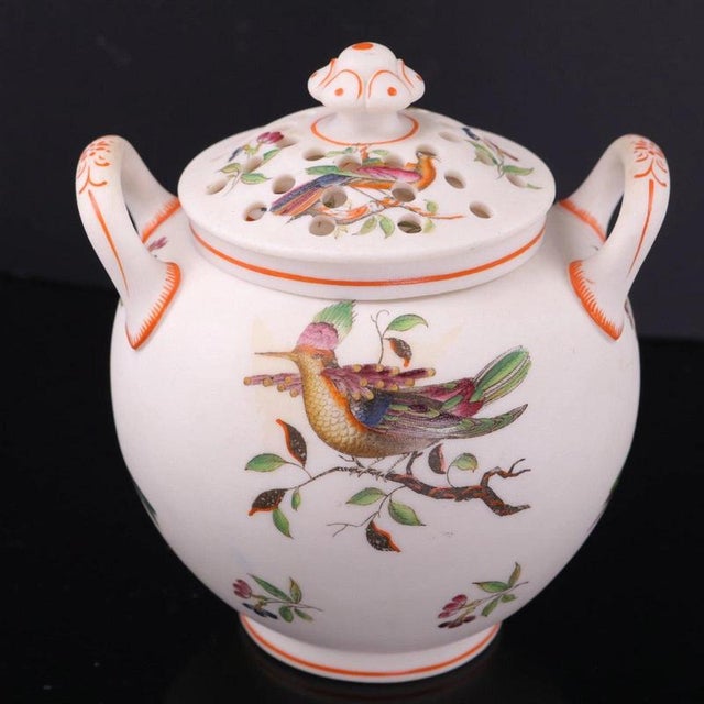 Antique Parian Pot Pourri Vase with Enamelled Birds attributed to Minton For Sale - Image 3 of 18